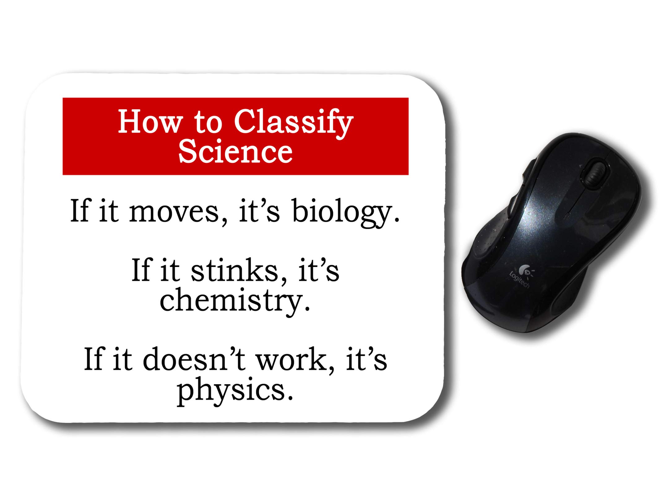 Funny Science Biology Chemistry Physics Themed Computer Mouse Pad - Non-Slip Gaming & Office Desk Accessory for Students, Teachers & Science Lovers
