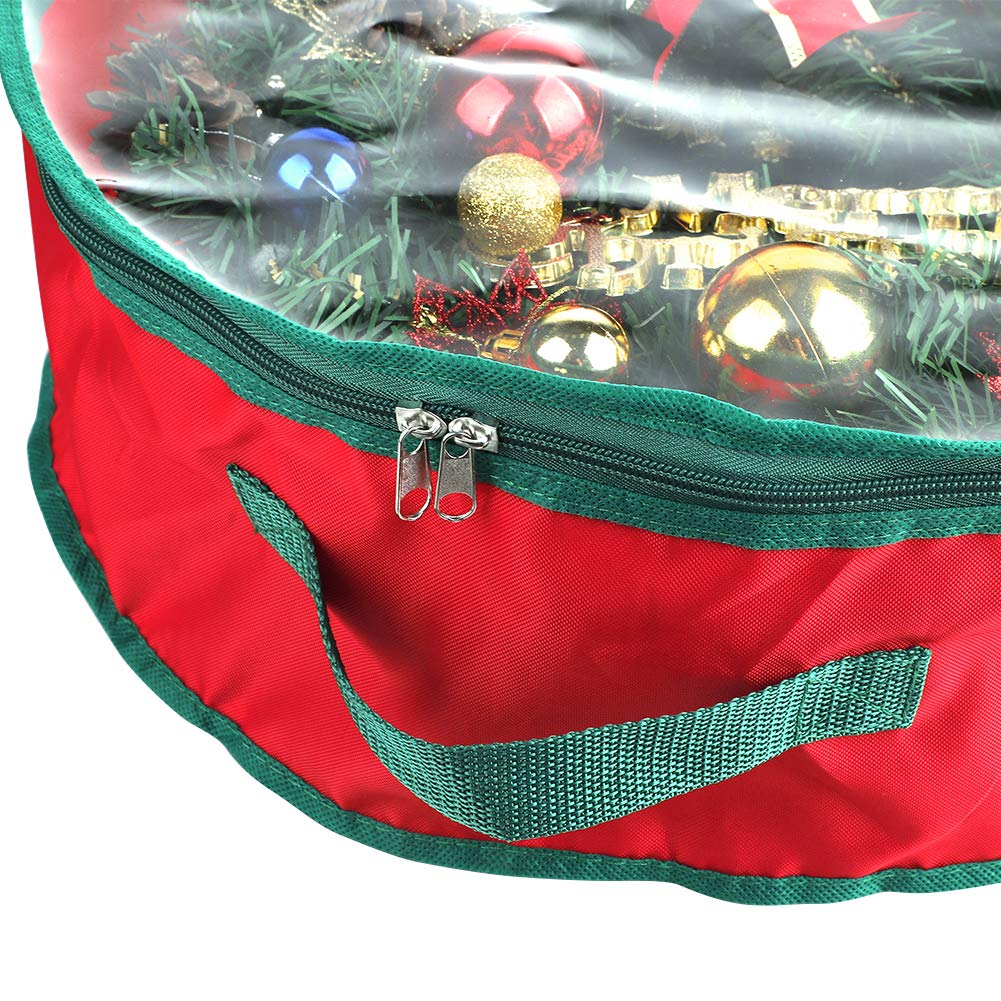 Christmas Wreath Storage Bag with Clear Window - 420D Oxford Fabric Holiday Wreath and Garland Organizer (19.7