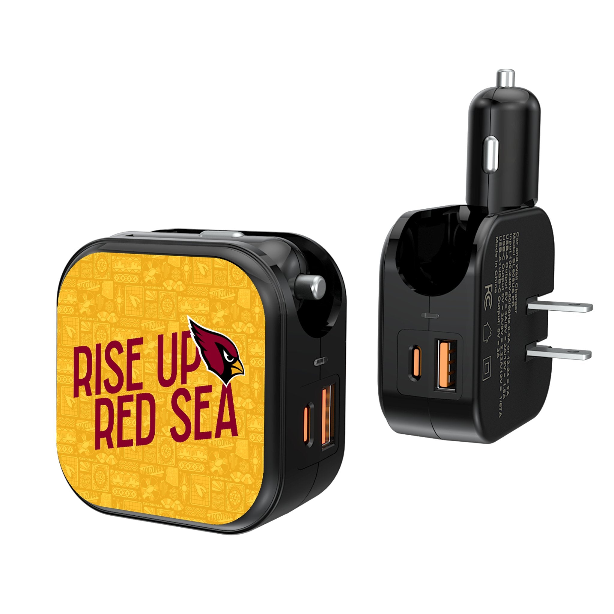 Arizona Cardinals 2024 Illustrated Limited Edition 2-in-1 USB/AC Fast Charger - Perfect for Home, Office & Travel Charging Needs