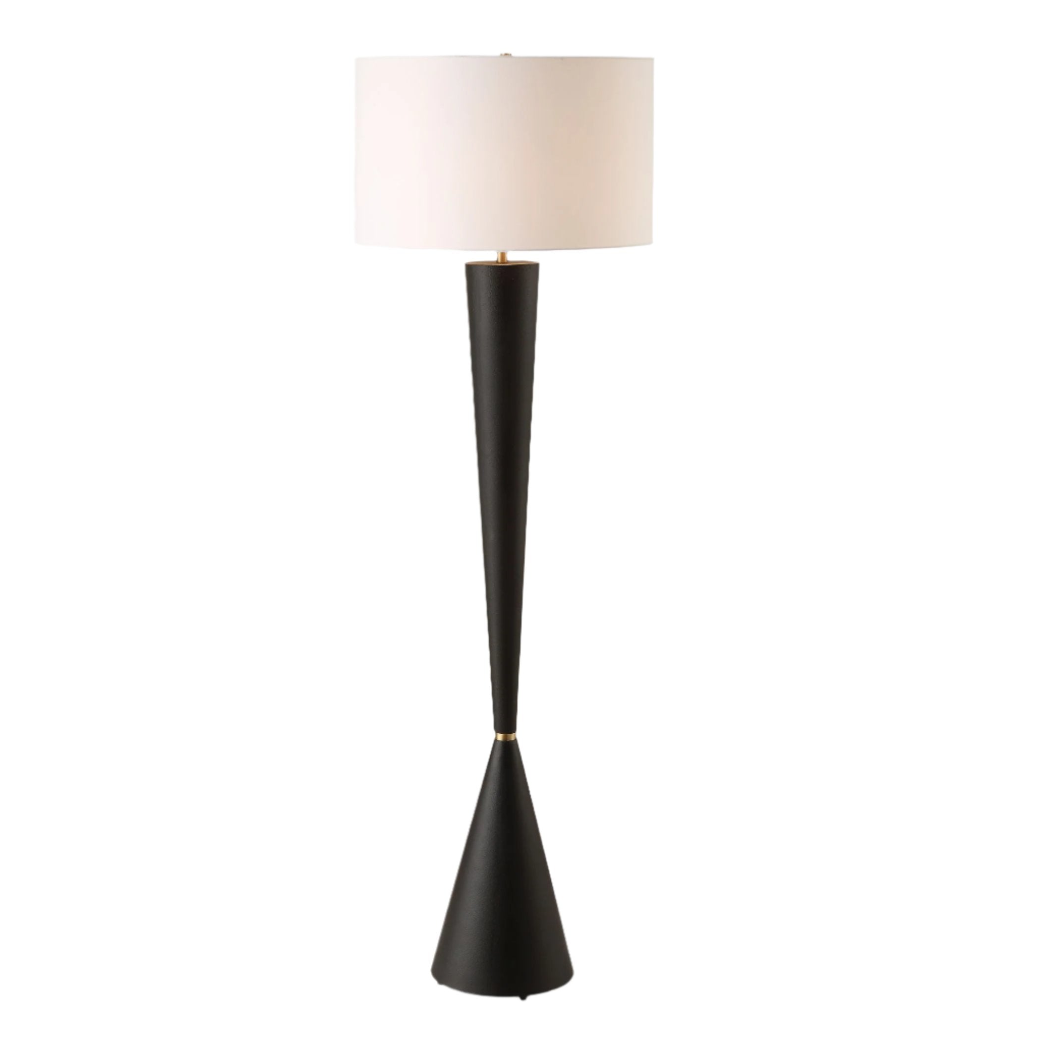 Modern Black Tapered Floor Lamp with Fabric Shade - Adjustable Height Standing Light for Living Room, Bedroom & Office Decor