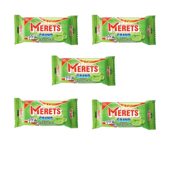 MERETS Dishwashing Bars (Pack of 5) - Natural Lemon Scented Soap for Tough Grease & Bacteria Removal | Gentle on Hands | 155g x 5 Bars | Ideal for Kitchen Cleaning, Camping & Eco-Friendly Home Use