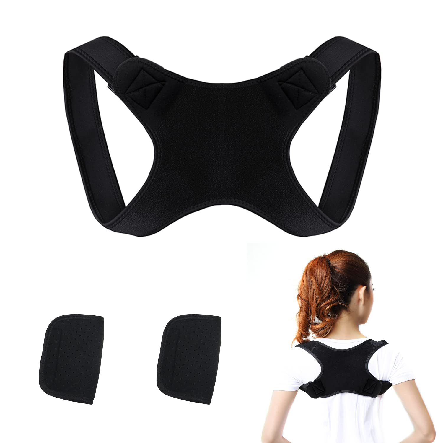 NINVVS Posture Corrector for Men & Women - Adjustable Back Brace with Shoulder Pads - Back Support Strap for Sitting & Standing - Improve Posture & Relieve Back Pain - Ideal for Office Work, Driving & Daily Activities