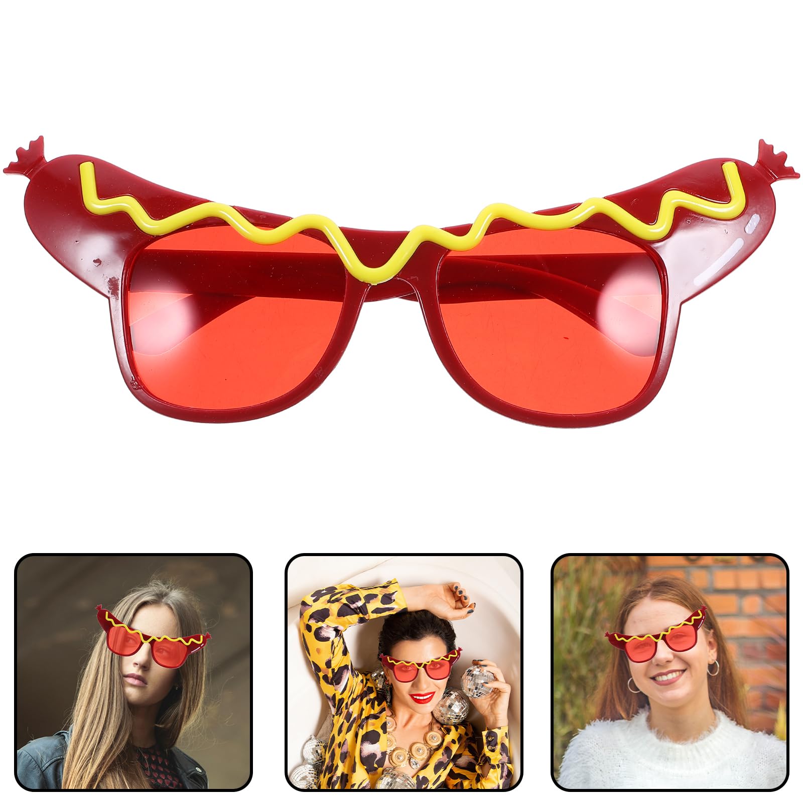 Funny Hot Dog Shaped Sunglasses for Summer Party, Luau, Masquerade & Dance Events - Novelty Eyewear for Costumes, Themed Parties & Instagram Photos