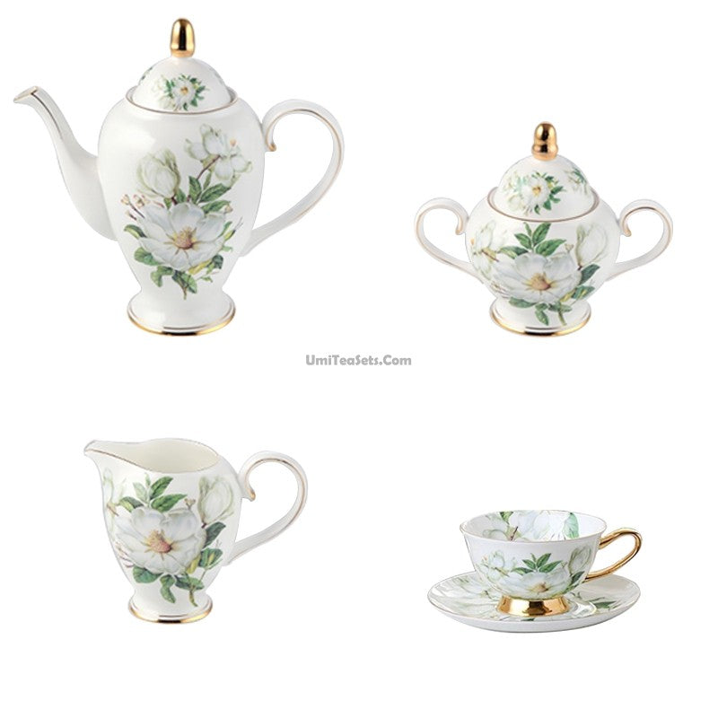 Elegant Bone China Tea Set with Camellia Flower Design - Perfect for Afternoon Tea, Gifts & Home Decor