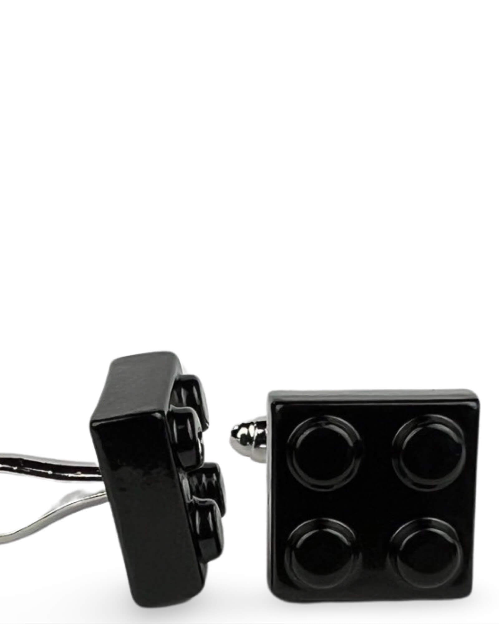 DÉCLIC Black Brick Cufflinks for Men - Elegant French Style Cuff Links for Formal Wear, Weddings & Business Attire