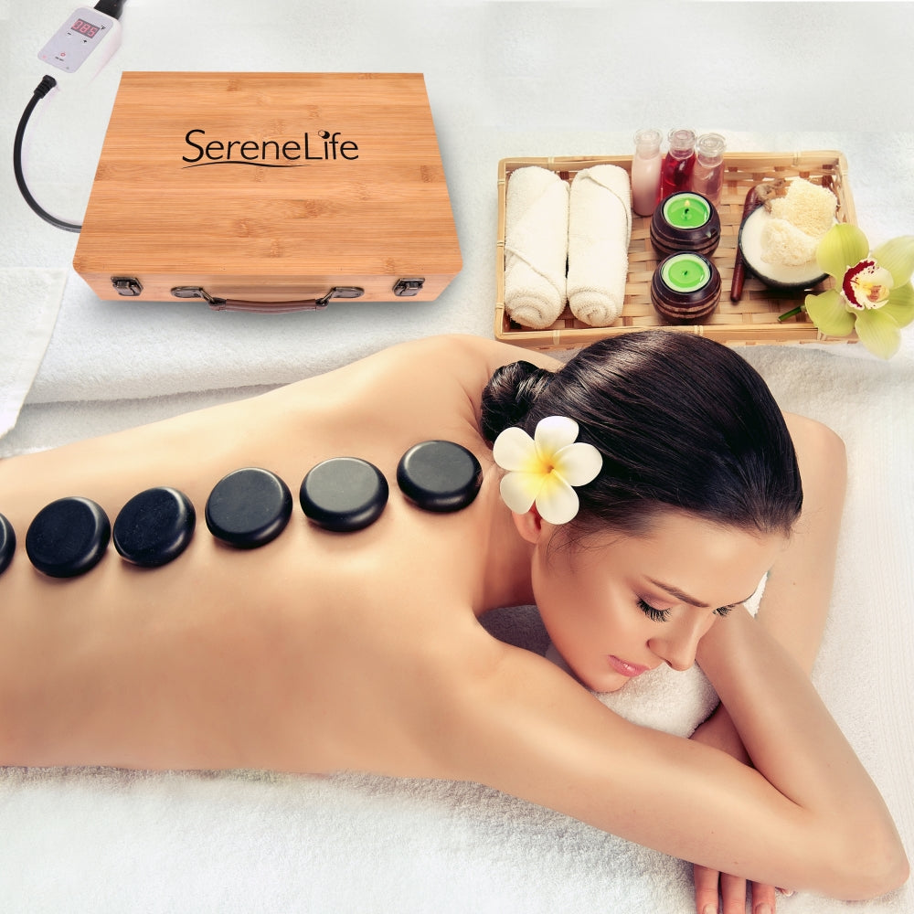 Premium Hot Stone Massage Kit with 20 Basalt Stones - Relaxing Spa & Therapy Set for Muscle Pain Relief - Perfect for Home Use, Professional Massage, and Gift Giving