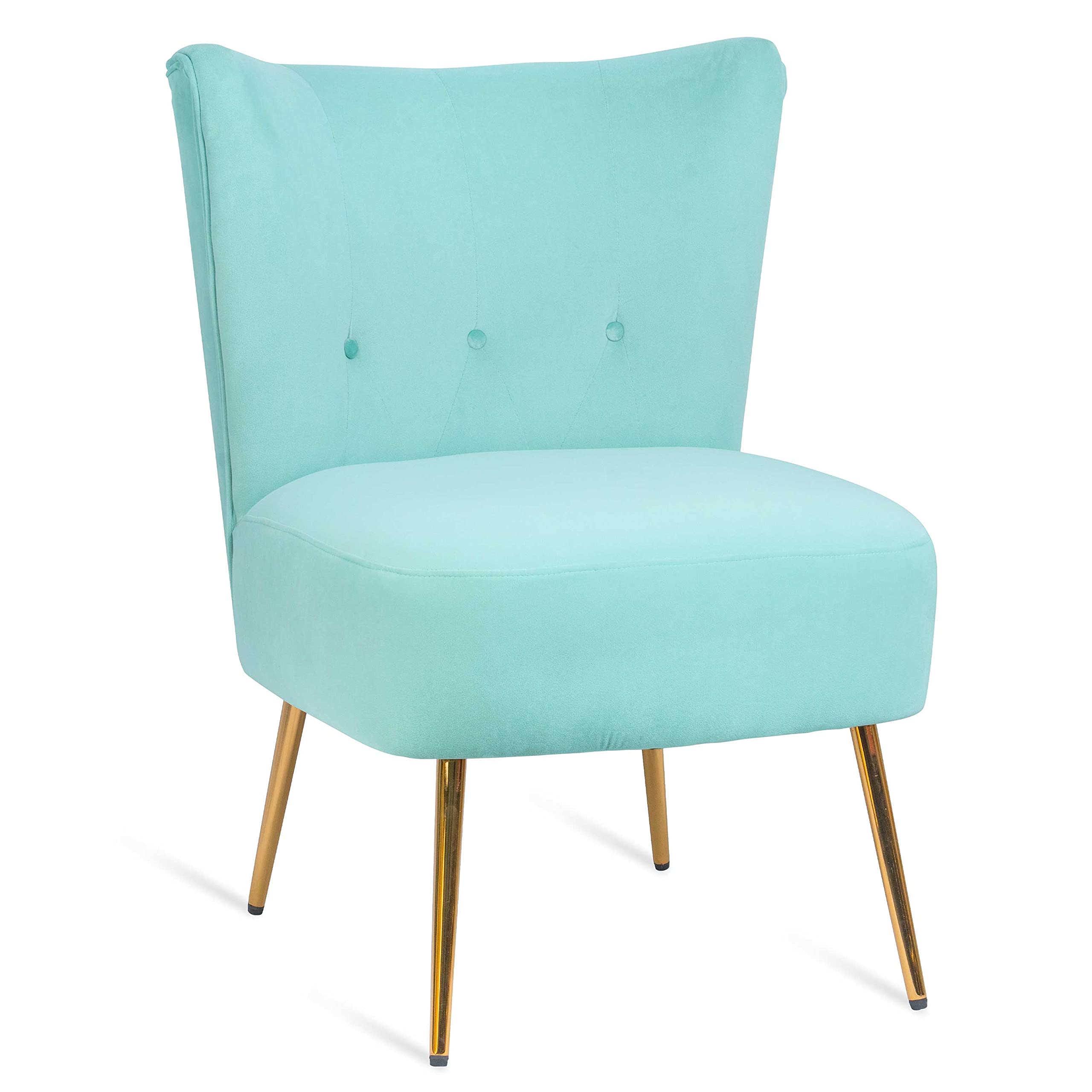 Velvet Accent Chair with Golden Metal Legs - Modern Upholstered Wingback Leisure Chair for Living Room, Bedroom, or Vanity - HomVent Mint Green Velvet Chair for Cozy Reading Nook, Guest Seating & Elegant Home Decor