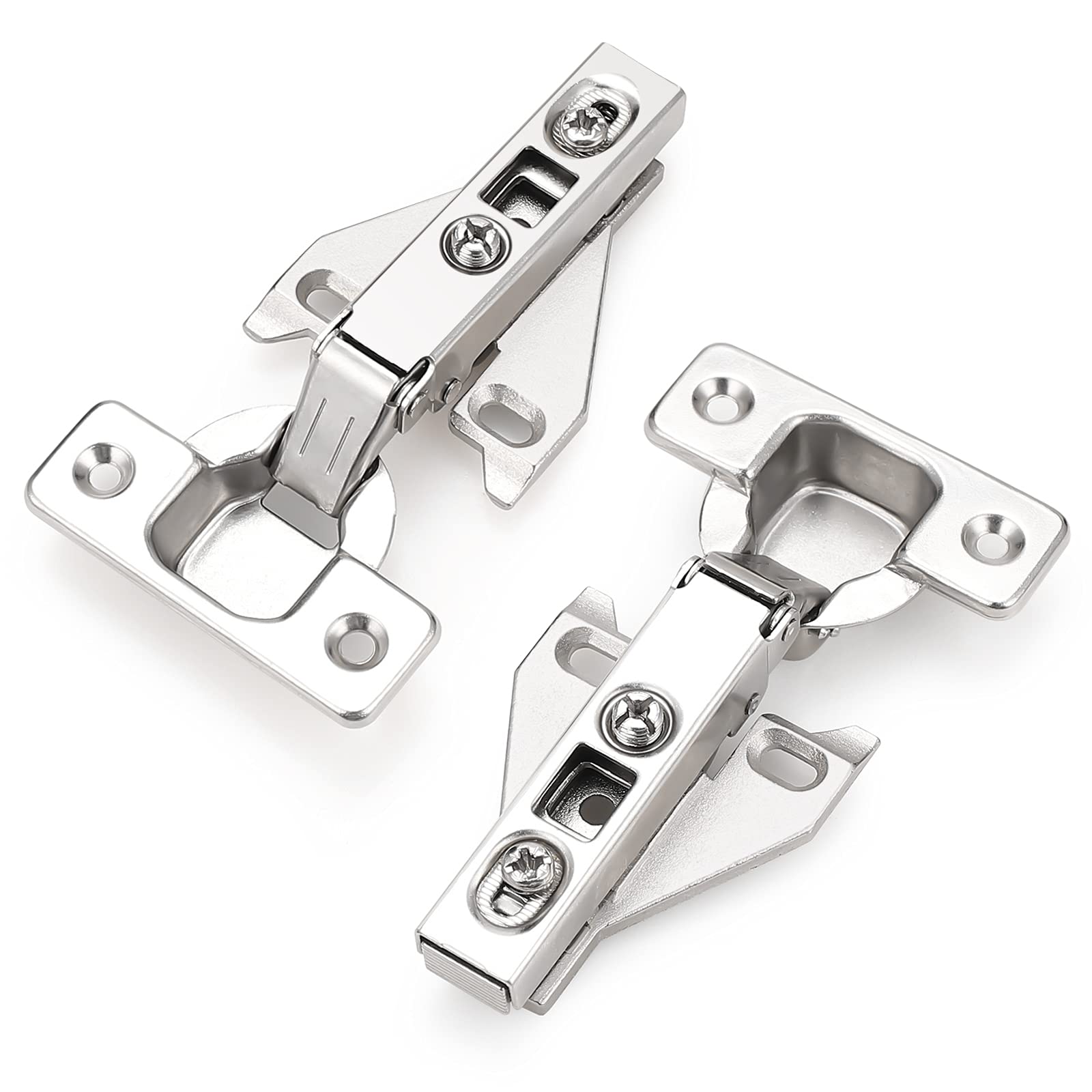 Probrico 25 Pairs (50 Pack) Soft Close Cabinet Hinges - Satin Nickel Face Frame Mount Concealed Hinges for Kitchen Cupboards | Includes Mounting Screws | Perfect for Cabinet Door Repair & Kitchen Renovation