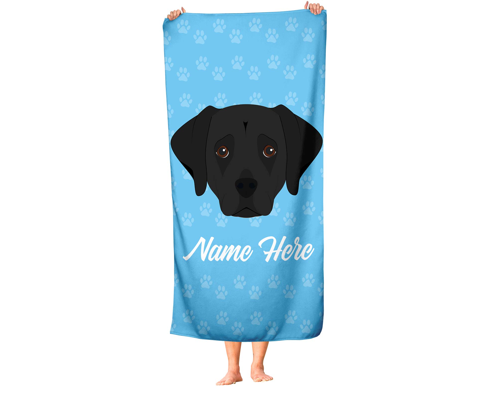 Personalized Black Lab Beach & Bath Towels - Large & Medium Sizes - Custom Labrador Retriever Towels for Adults & Kids - Perfect for Travel, Pool, Gym & Home Use