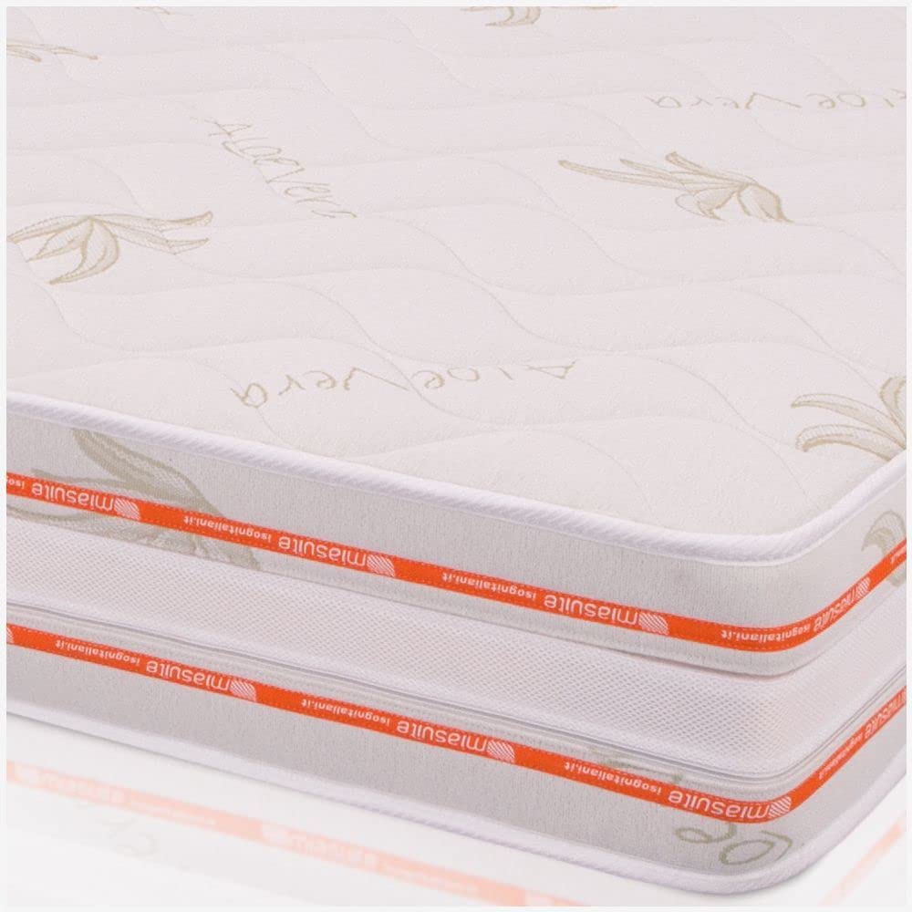 Miasuite I Sogni Italiani Memory Foam Mattress with Aloe Vera Infusion, White, 120x190cm - Premium Comfort for Bedroom, Guest Room & Dormitory Use