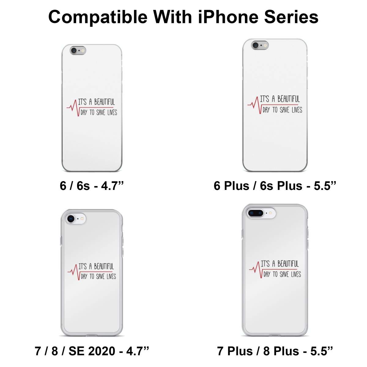 Inspiring 'It's a Beautiful Day to Save Lives' Grey's Anatomy Quote iPhone Case | Slim & Durable Cover for iPhone 6/7/8/X/11/12/13/14/15 | Wireless Charging Compatible | Shockproof Clear Medical-Themed Case for Doctors & Nurses | Perfect Gift for Healthcare Workers & Grey's Anatomy Fans