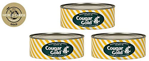 WSU Creamery Wazzu Cougar Gold Sharp White Cheddar Cheese - 30oz Can (3-Pack) | Premium Aged Cheese for Charcuterie Boards, Gifts & Gourmet Cooking