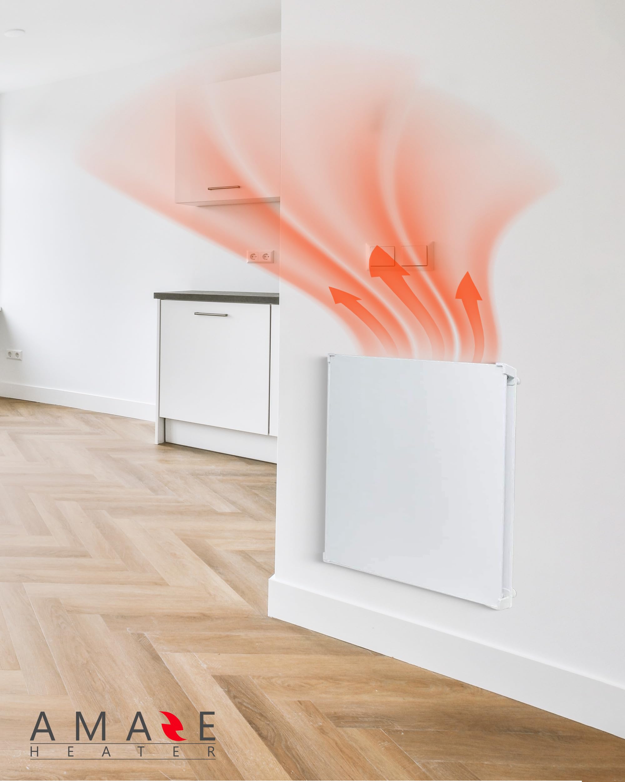 Amaze Heaters Dual Smart 400W Energy Efficient Space Heater with Heat Guard & Wall Mount Kit - 24x24 Inch Paintable Silent Indoor Electric Heater for Bedroom, Bathroom, Office - Perfect for Small Rooms Up to 160 Sq Ft - Safe & Quiet Heating Solution for Winter