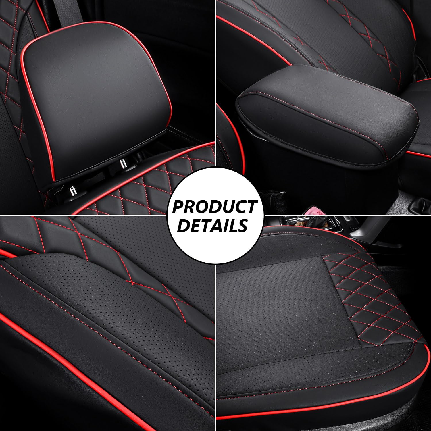 Premium Leather Seat Covers for 2014-2018 Subaru Forester - Custom Fit Car Seat Protectors (Black & Red) | Durable & Stylish Interior Upgrade for Road Trips & Daily Commute