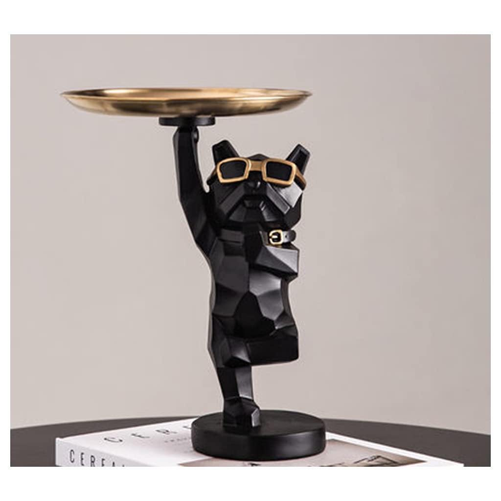 Bulldog Statues & Figurines - Resin Art Sculpture Home Decor | Decorative Trays & Cool Dog Storage Box | Unique Gift for Dog Lovers | Perfect for Living Room, Office Desk & Shelf Display