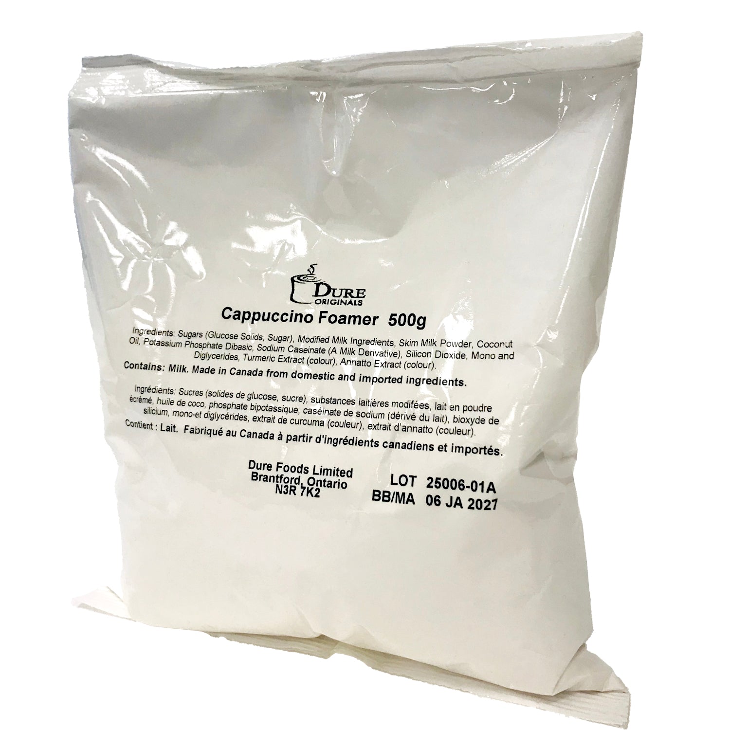 Dure Foods Cappuccino Foamer Bag 500g - Premium Milk Frother for Coffee, Latte & Hot Chocolate - Perfect for Home Baristas & Coffee Shops