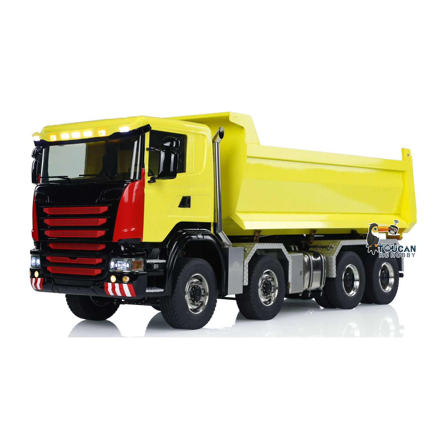 1/14 Scale Metal Hydraulic RC Roll Off Dumper Truck - 8x8 Engineering Vehicle with Differential Lock, 3-Speed Transmission & U-Shaped High Bucket - Perfect for Construction Site Play, RC Hobbyists & Model Collectors