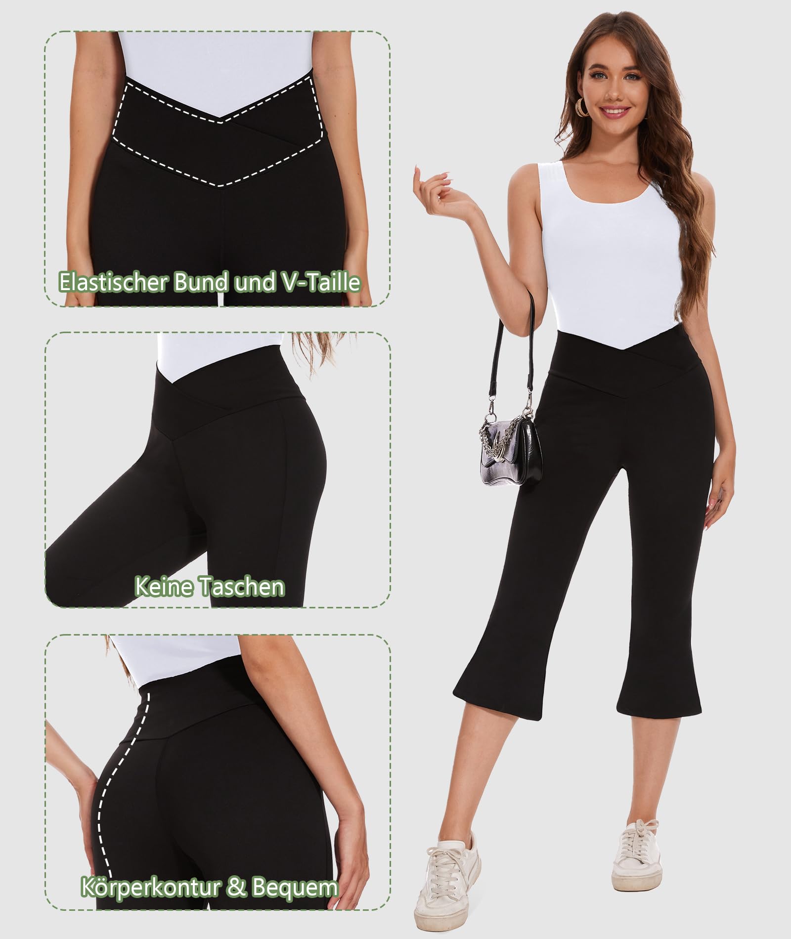 SAFORT Women's Summer Capri Yoga Pants - 3/4 Length Bootcut V-Waist Lightweight 7/8 Sports Trousers for Yoga, Running, Gym & Casual Wear