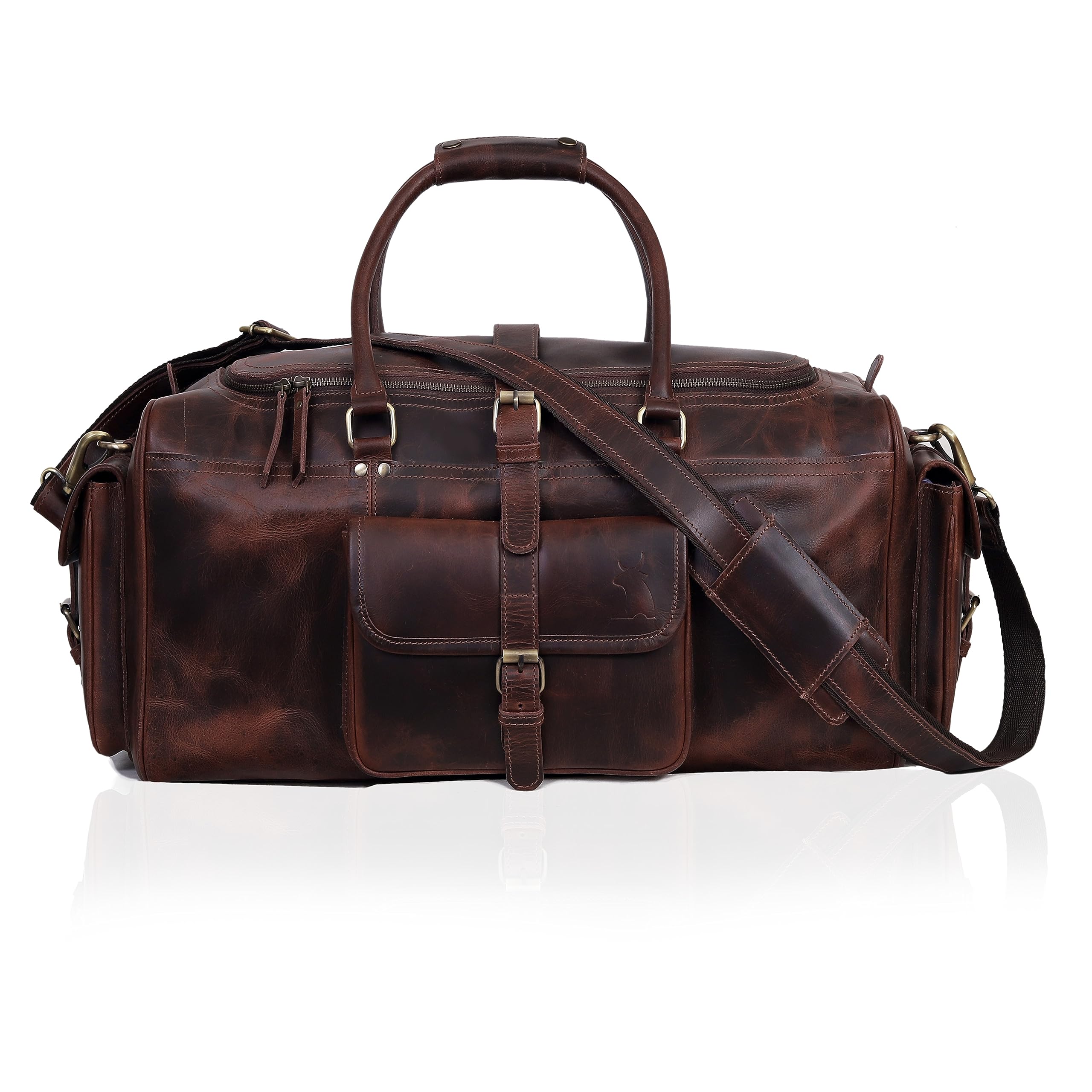 Premium Full Grain Leather Duffel Bag for Men - 24