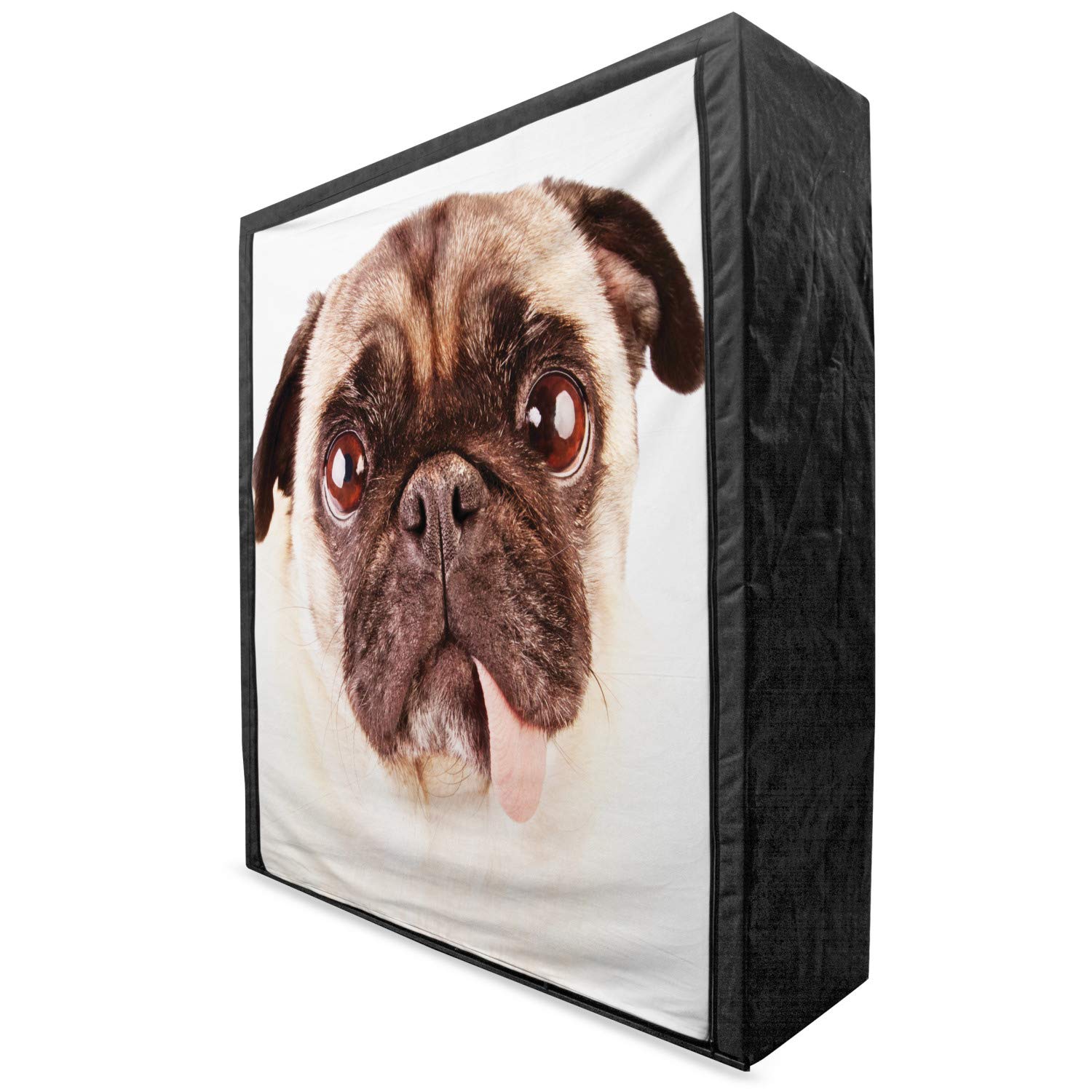 Ambesonne Pug Portable Fabric Wardrobe - Dog Photo Print Closet Organizer with Shelves, 59