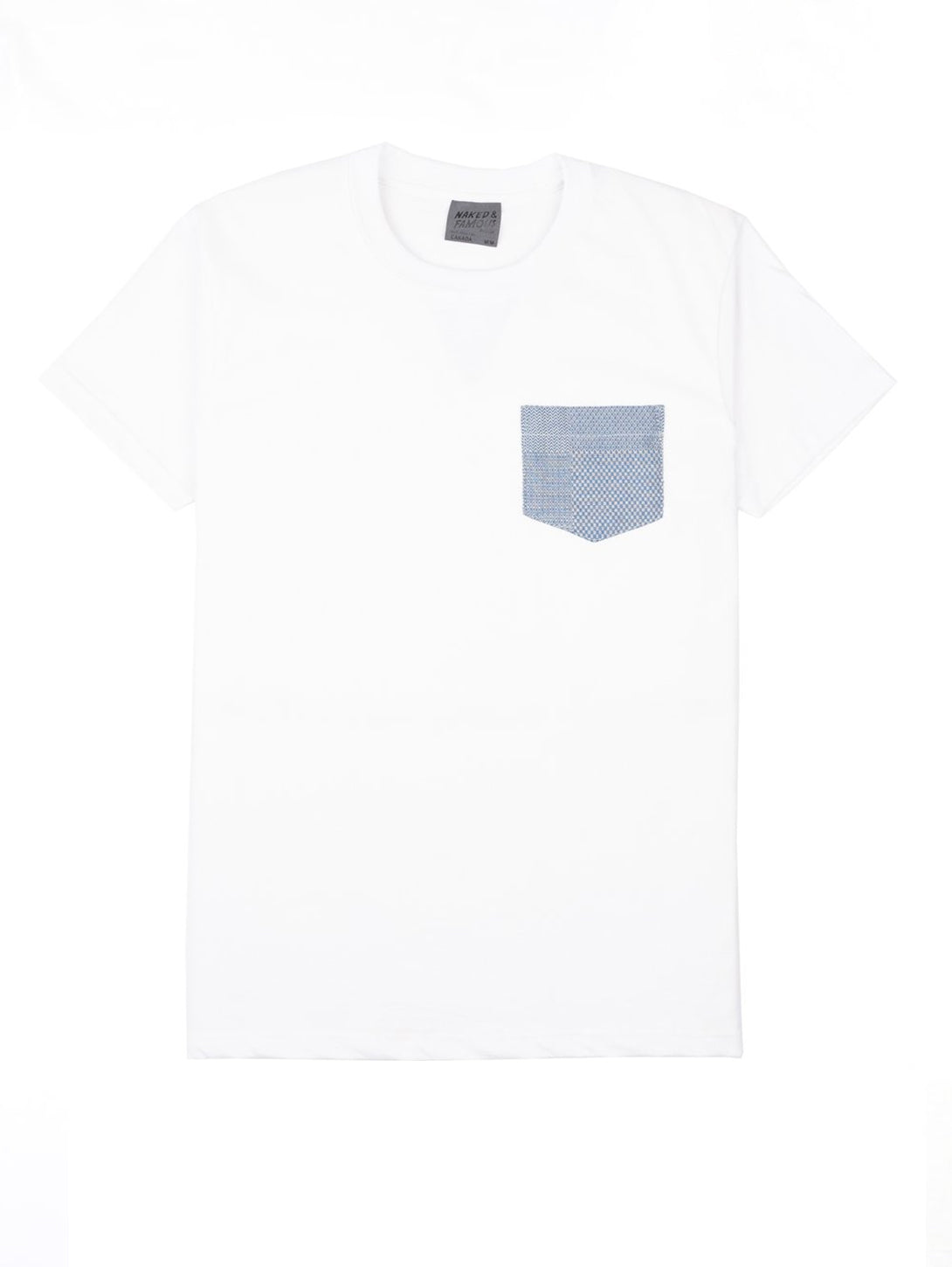Contrast Pocket Tee Dobby Patchwork White T-Shirt for Men | Casual Streetwear Fashion | Perfect for Everyday Wear & Outings