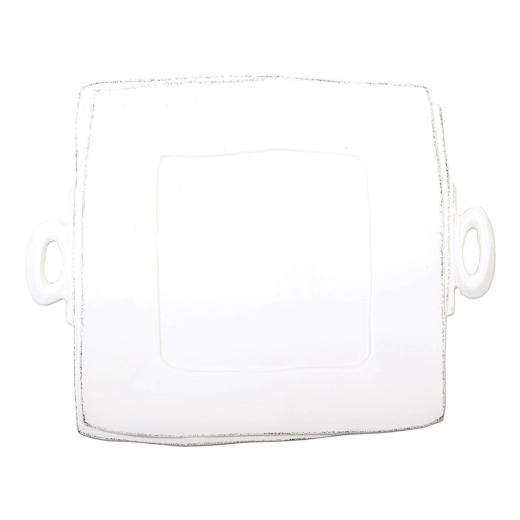 Vietri Lastra White Handled Square Platter - 13