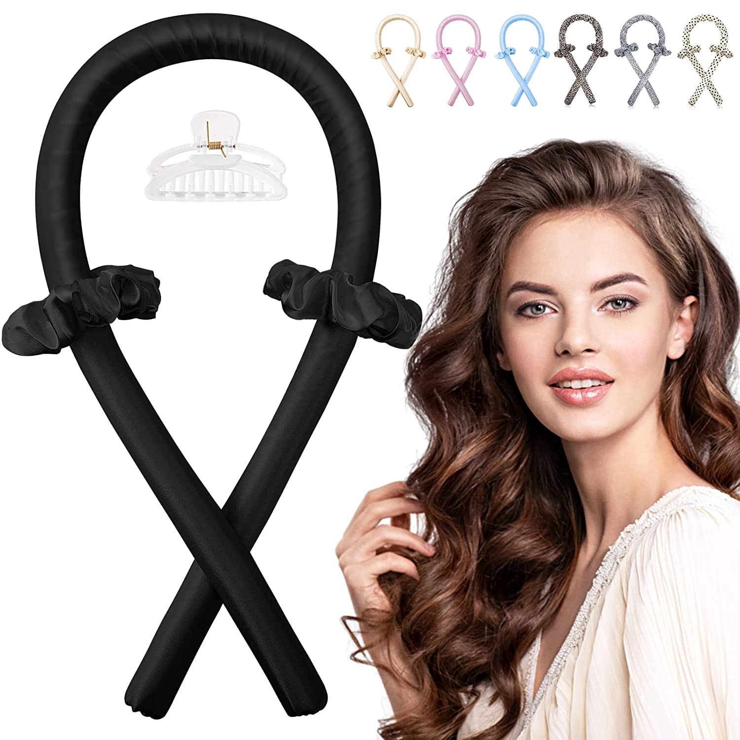 WENGONVILA Heatless Hair Curler Set - No Heat Curling Rod Headband for Overnight Styling, Satin Hair Rollers for Damage-Free Waves & Curls (Multi-Color) - Perfect for Bedtime, Travel & Natural Hairstyles