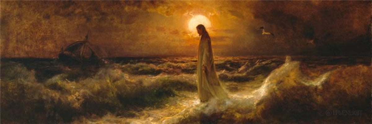 Christ Walking On The Water - Religious Wall Art Decor for Home, Church & Office - Inspirational Christian Painting for Faith-Based Interiors