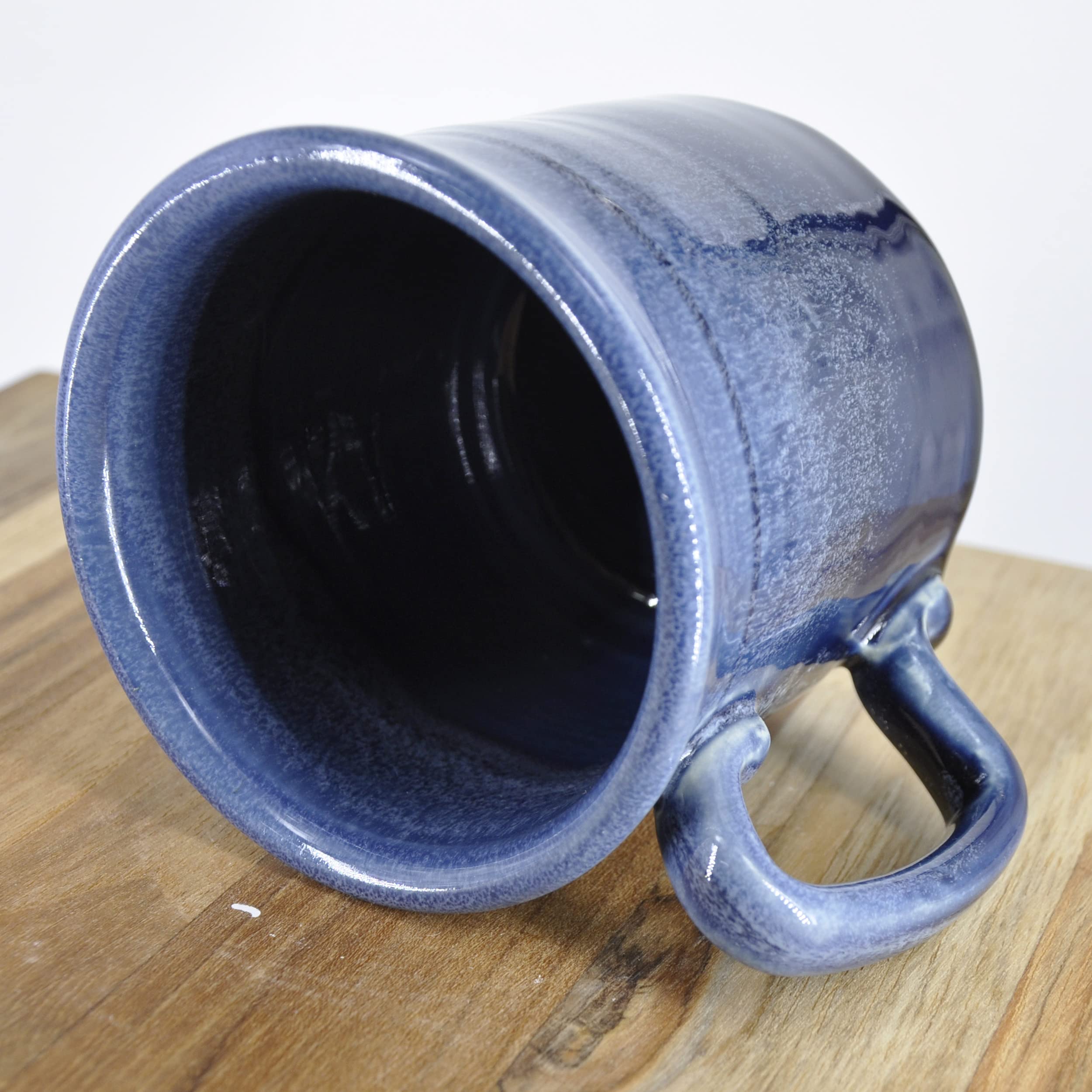 Handmade Ceramic Coffee Mug - 14oz Blue & White Frosted Design | Perfect for Home, Office & Gifts | Durable & Stylish Drinking Cup for Coffee, Tea & Hot Beverages