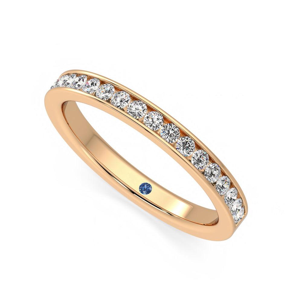 Half Eternity Channel Set Moissanite Wedding Band - Anniversary Ring with Stone Accent - Perfect for Engagement, Wedding & Special Occasions