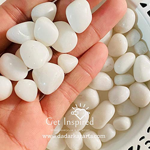 Premium Freshwater White Glossy Pebbles for Resin Art, Epoxy Pouring, Jewelry Making & Nail Decoration - 250g Jumbo Pack | Perfect for DIY Crafts, Home Decor & Aquarium Landscaping