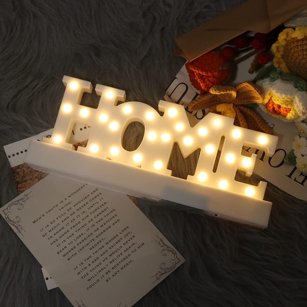 GUOCHENG LED Light Up Home Sign - Battery Operated Word Decor for Wedding, Christmas, Birthday Gifts - Bedroom, Nursery, Living Room Night Light - Perfect for Home Decor, Party Decorations & Romantic Ambiance