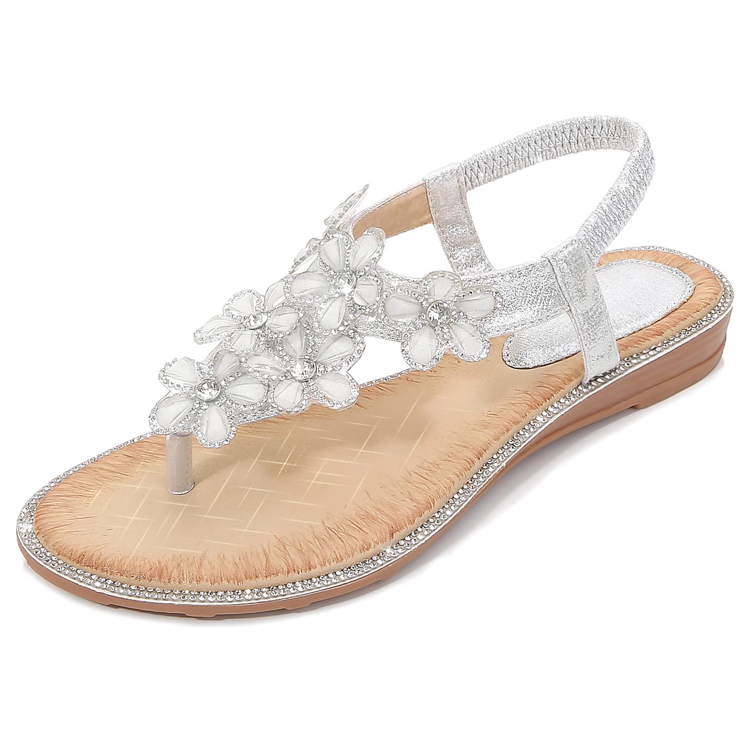 iCKER Women's Rhinestone Flat Sandals - Comfortable Dressy & Casual Flip Flops for Summer | Perfect for Beach, Party, and Everyday Wear