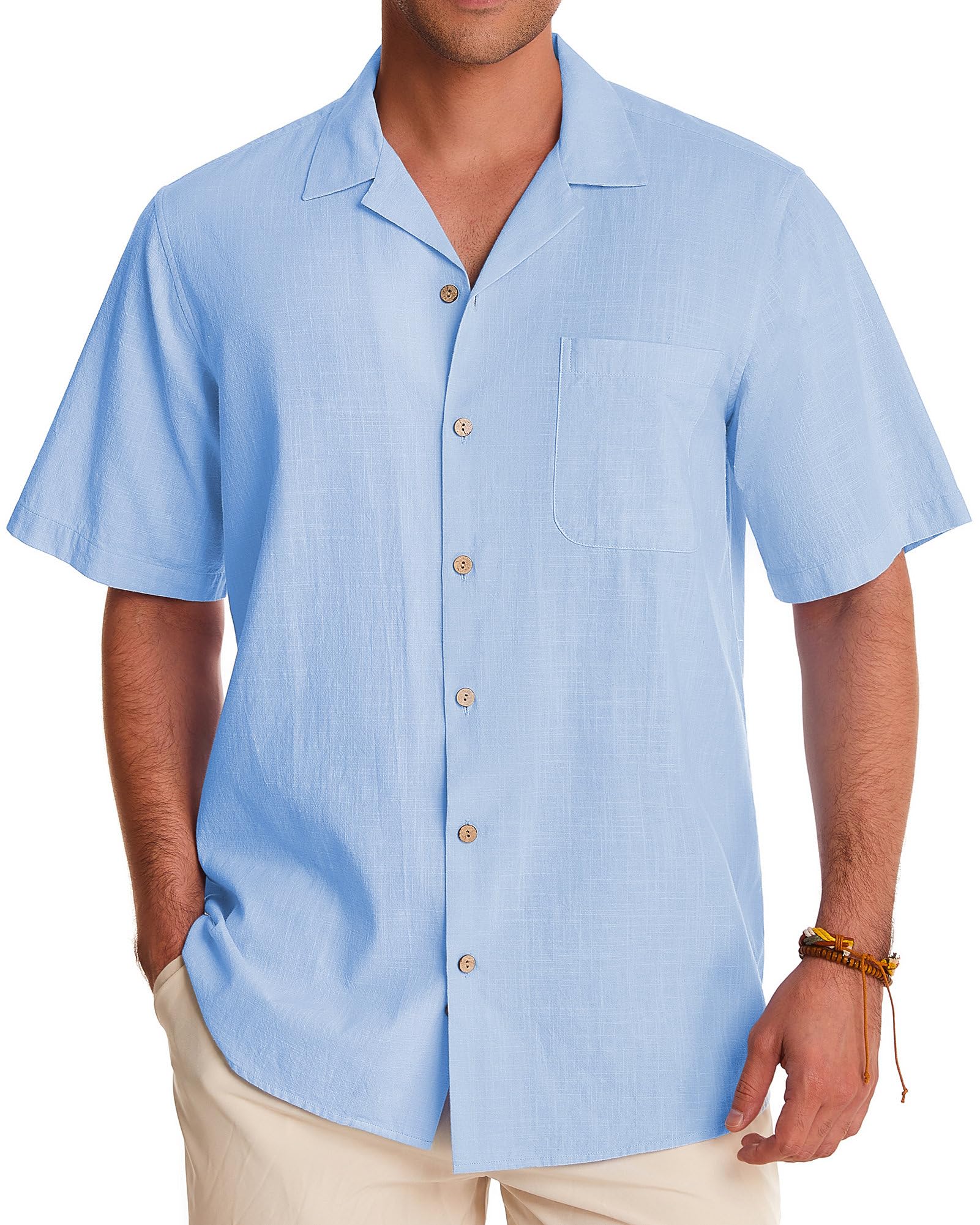 Men's Linen Short Sleeve Button Down Shirt - Breathable Cotton Summer Casual Shirt for Beach, Vacation & Hawaiian Style | Perfect for Tropical Getaways, Pool Parties & Summer Outings