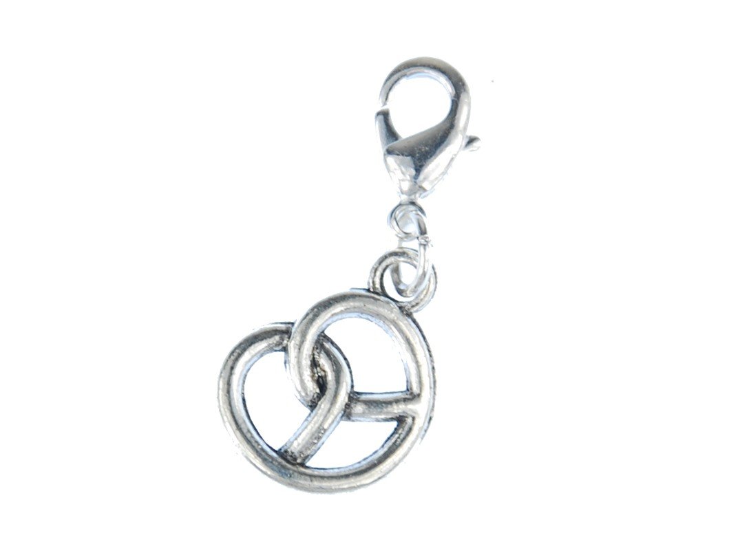 Miniblings Pretzel Oktoberfest Charm Pendant Zipper Bracelet Wristlet Silver - Perfect for German Festival Outfits, Oktoberfest Costume Jewelry & Unique Gift Ideas