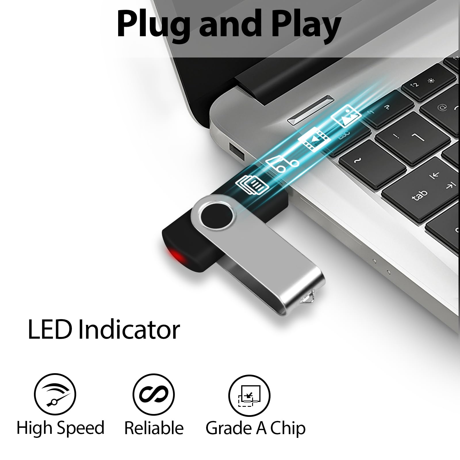 AreTop 100-Pack 16GB USB 2.0 Flash Drives Bulk - Mixed Color Memory Sticks for Data Storage, File Sharing, School & Office Use