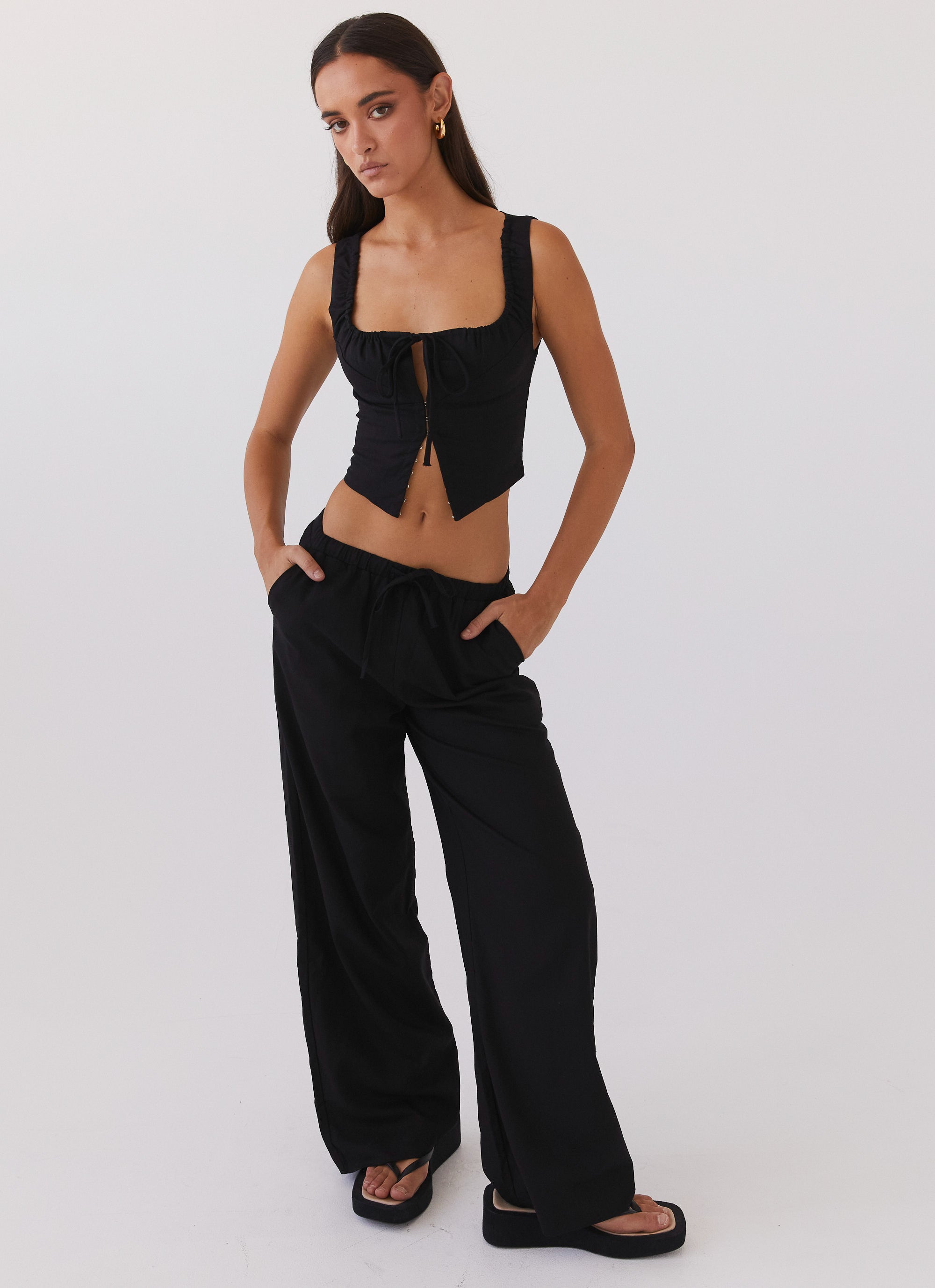 Fresh Face Linen Pants for Women - Soft & Breathable Black Linen Trousers - Perfect for Summer, Travel & Casual Wear