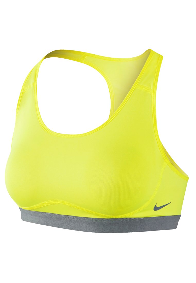 Nike Pro Fierce Women's Sports Bra - High Support Workout Top for Running & Training (Size S, Volt/Grey) - Perfect for Gym, Yoga & Active Lifestyle