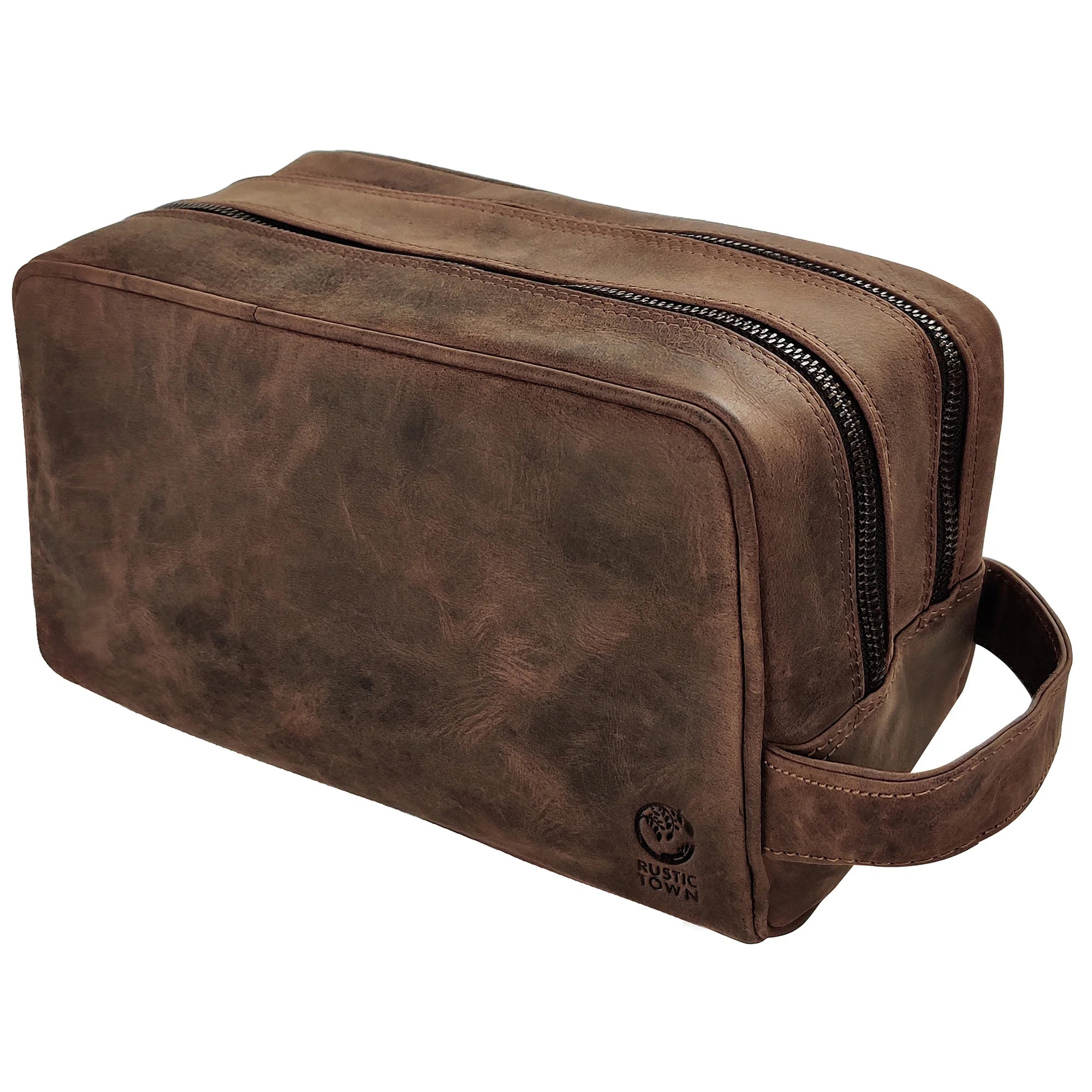 Johnny Men's Leather Travel Dopp Kit Toiletry Bag - Premium Dark Brown Leather Shaving Bag for Men - Perfect for Business Trips, Gym & Weekend Getaways