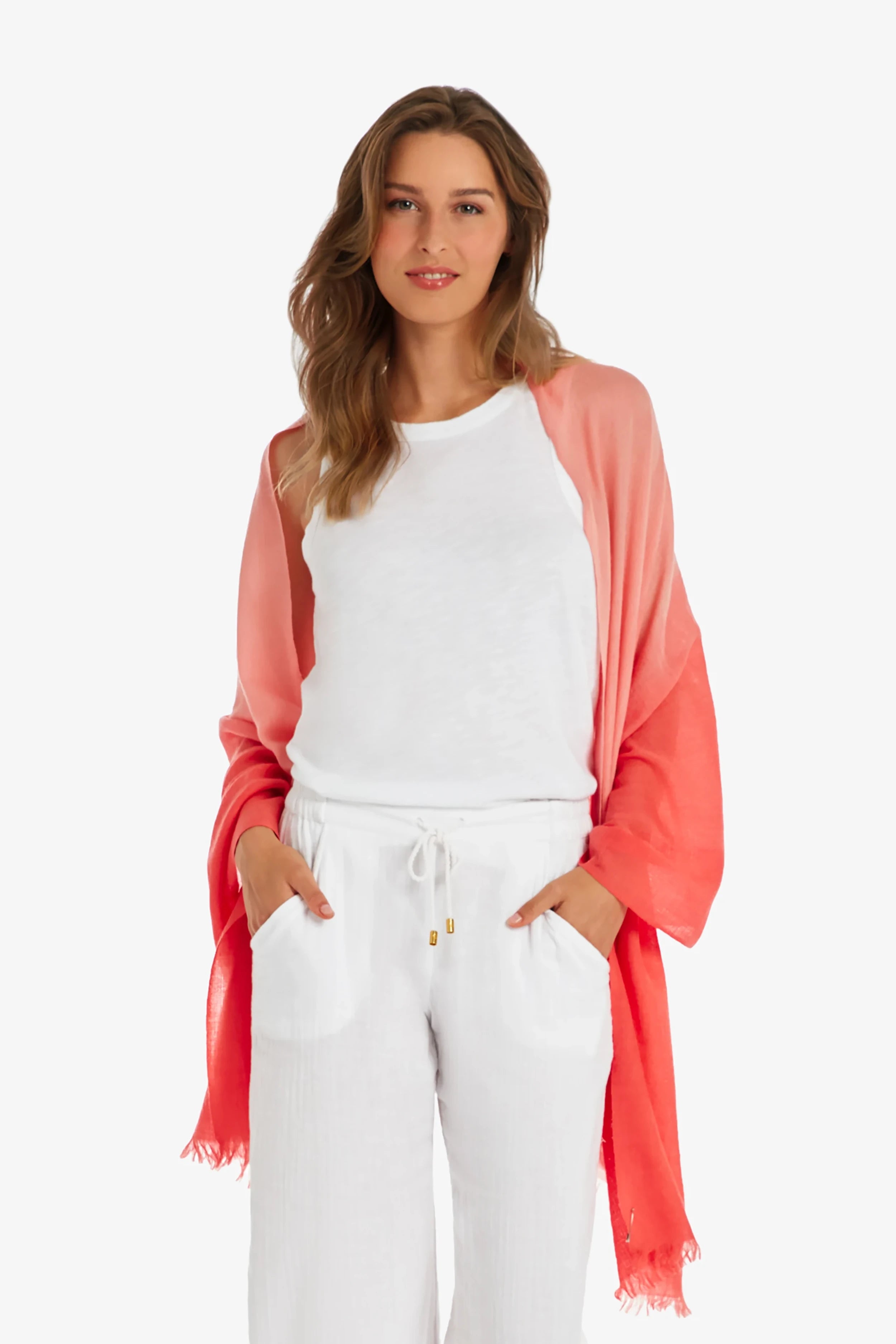 Essential Wrap Scarf - Soft Coral Knit Wrap for Women | Perfect for Travel, Office & Casual Outfits