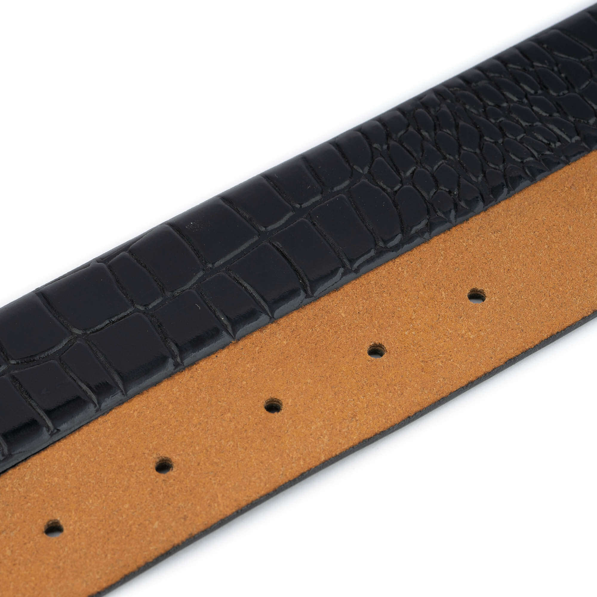 Black Crocodile Embossed Genuine Leather Belt for Men - Replacement Strap Compatible with Ferragamo Buckles | Perfect for Business, Casual & Formal Outfits