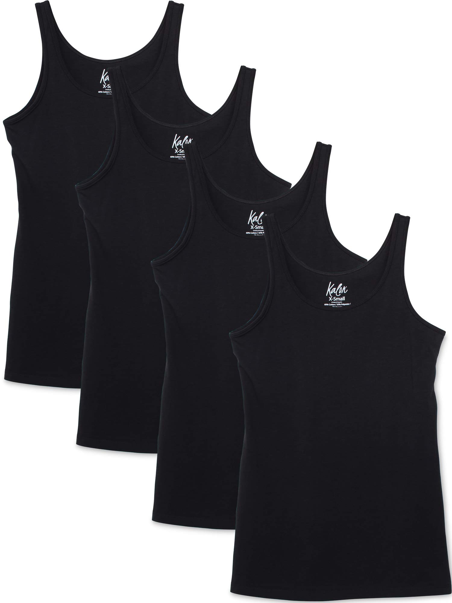 Kalon Women's 4-Pack Shelf Bra Tank Tops - Seamless Camisoles with Built-in Bra for Comfort & Support | Perfect for Yoga, Layering, and Everyday Wear