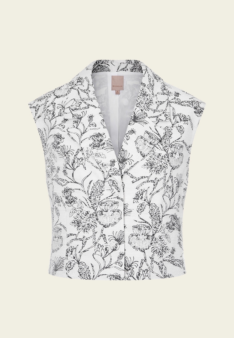 Elegant Cap Sleeves Pearl and Crystal Embellished Jacquard Waistcoat for Women - Perfect for Weddings, Parties, and Formal Events