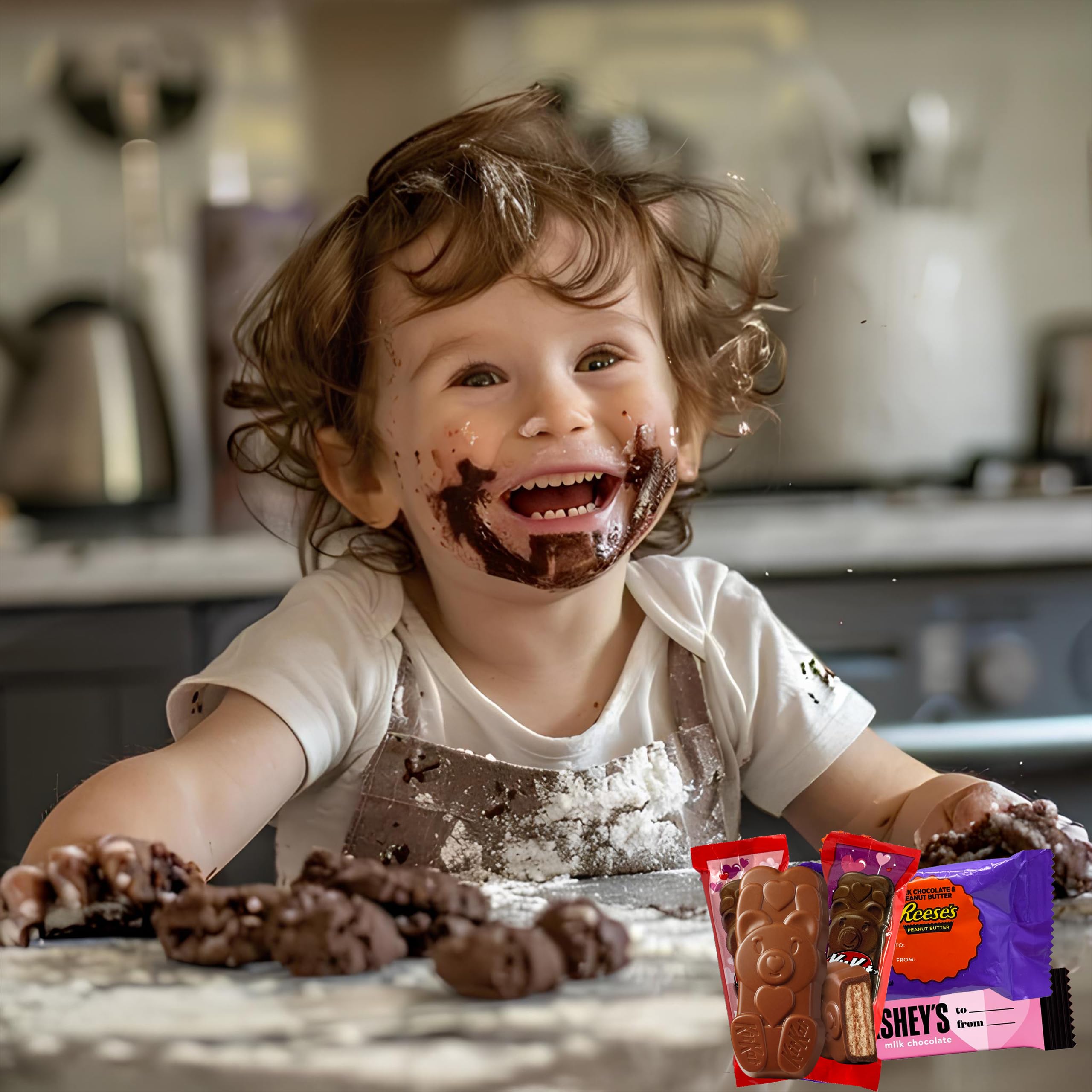 Valentine's Day Candy Assortment - 50 Pc HERSHEY's Snack Size Mix with Milk Chocolate Bars, REESE's Peanut Butter Cups, Bear Shaped Wafers & Twizzlers - Perfect for Classroom Exchanges, Party Favors & Gift Bags