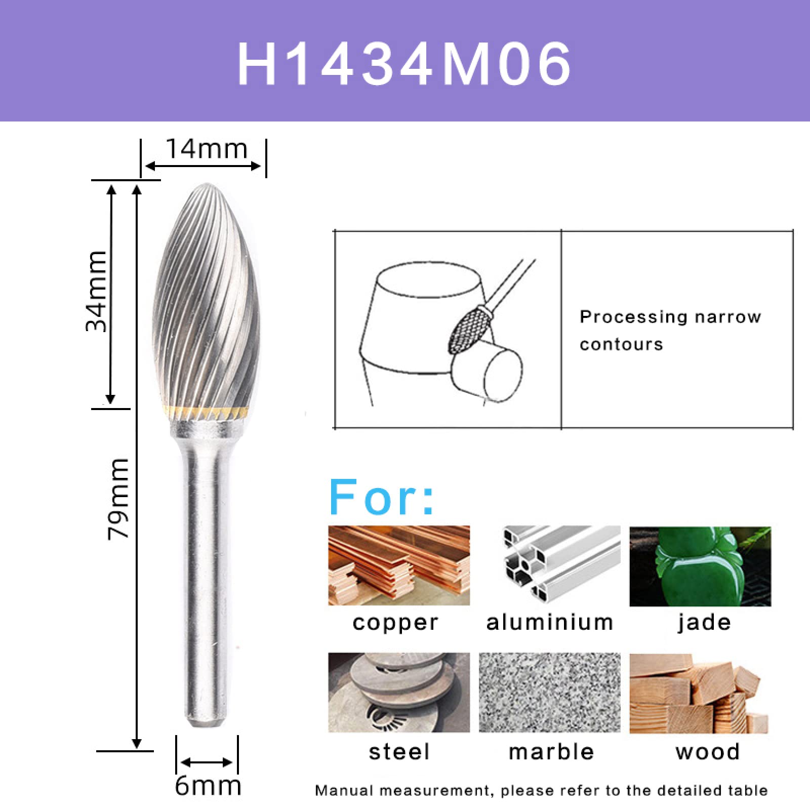 Tungsten Carbide Alloy Single Cut H-Head Die Grinder - Abrasive Tool for Drilling & Milling - Perfect for Metalworking, Wood Carving & DIY Projects