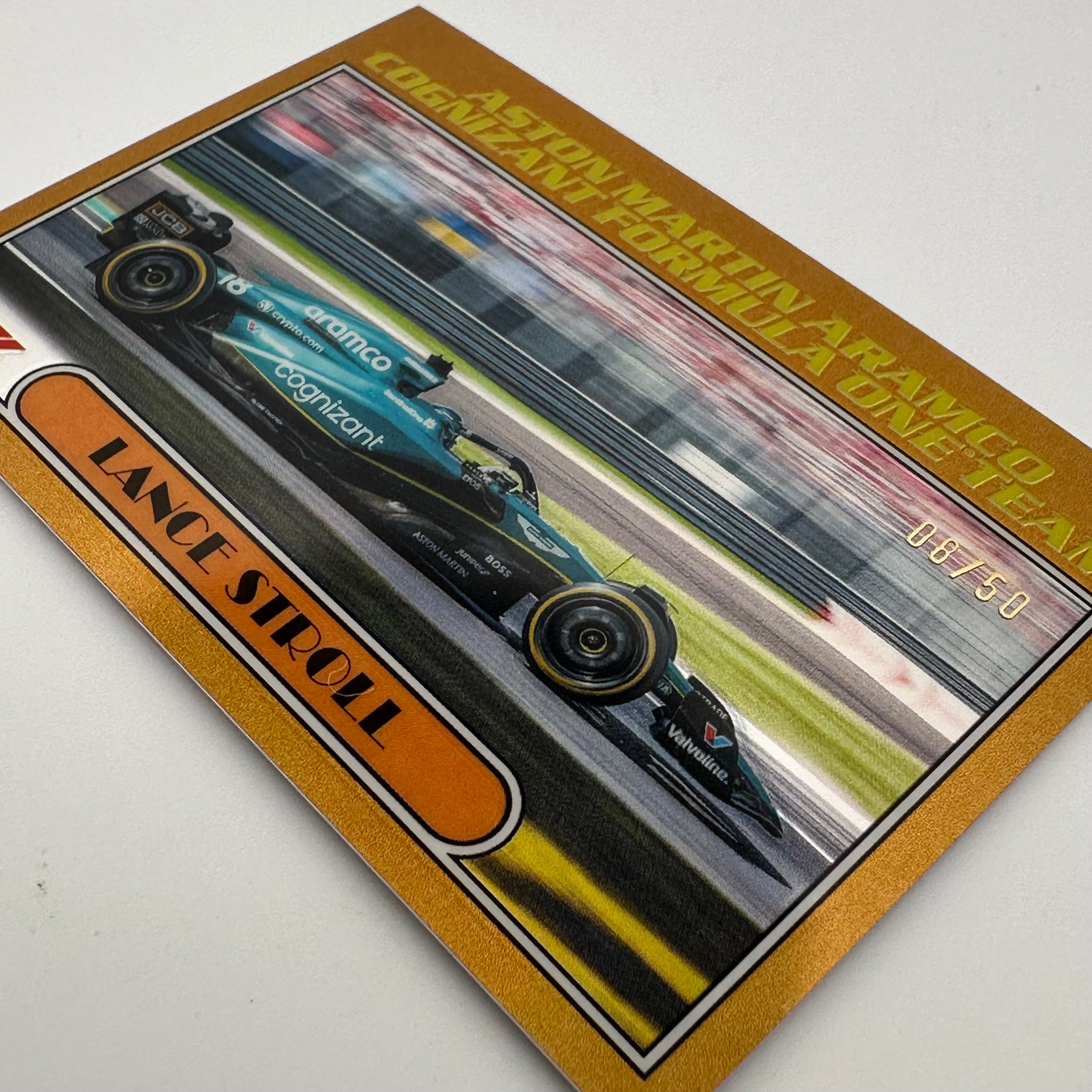2023 Topps Chrome Formula 1 Lance Stroll #AU77 Gold Refractor 8/50 - F1 Racing Collectible Card for Fans & Sports Memorabilia Enthusiasts