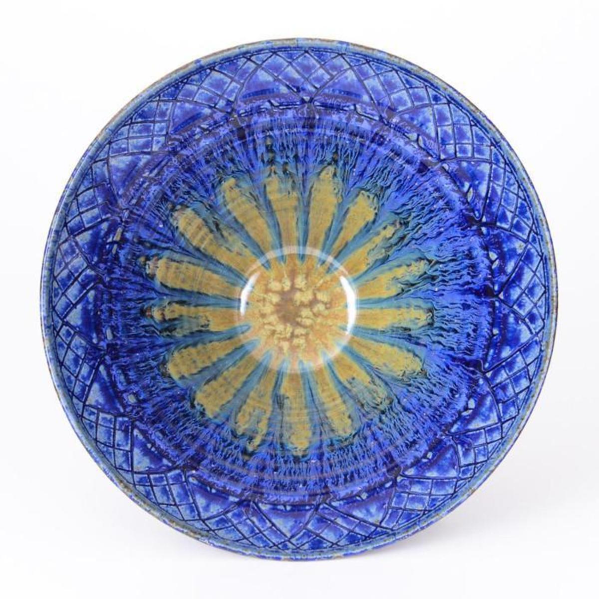 Blanket Creek Pottery Small Lotus Flower Bowl - Amber Blue Handmade Ceramic Dish for Home Decor, Jewelry Holder & Zen Meditation - Perfect for Gifts & Table Centerpieces