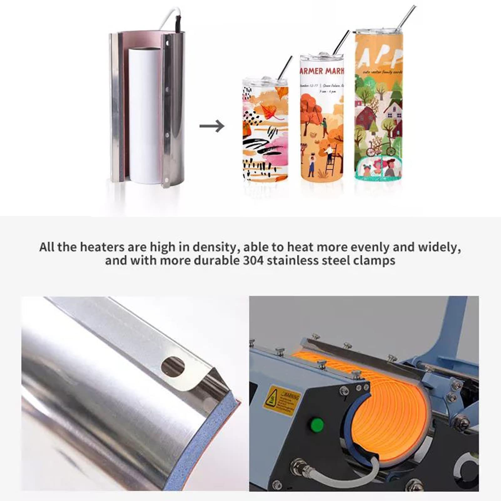 20oz Sublimation Tumbler Heat Press Attachment - 110V Mug Cup Heating Transfer Element with Female Plug for DIY Custom Tumblers & Drinkware