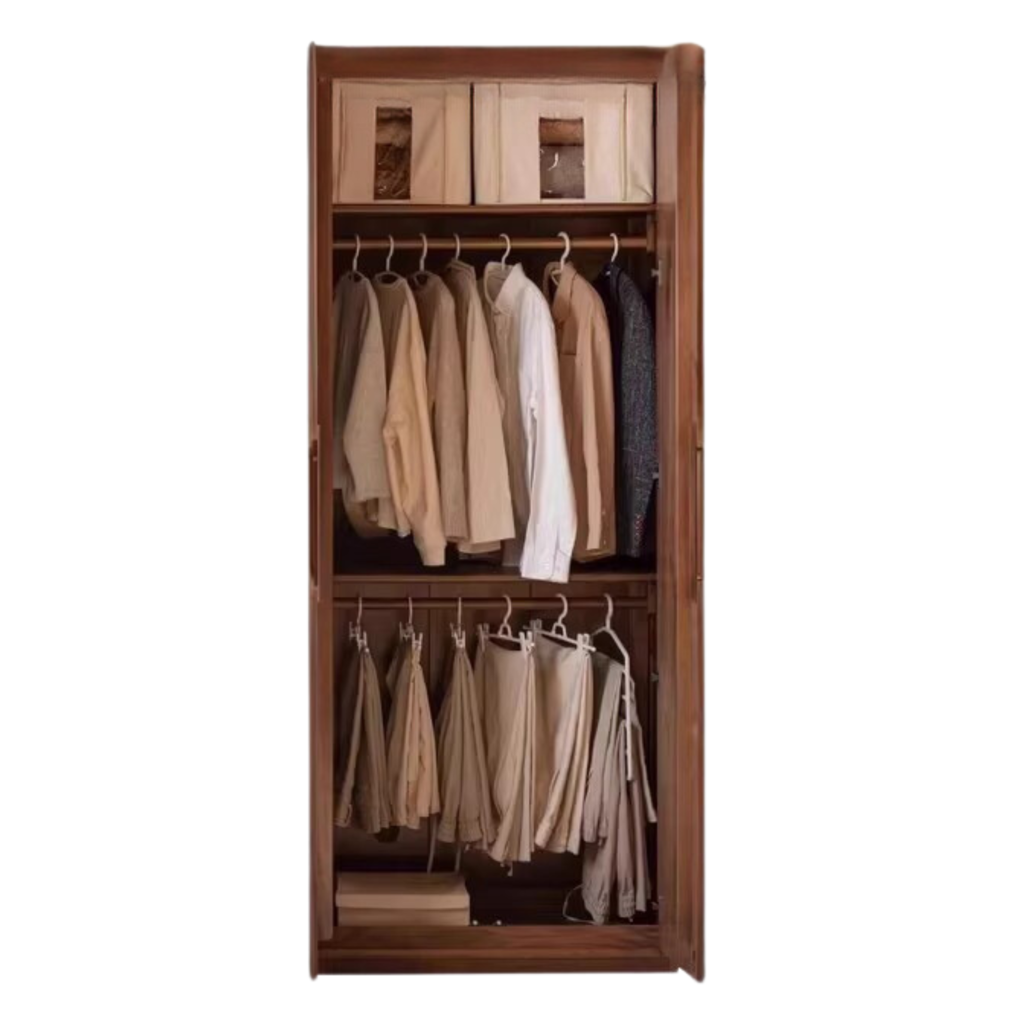 Solid Black Walnut Wood Large Wardrobe - Spacious Closet Organizer for Bedroom, Walk-in Closet & Master Suite Storage