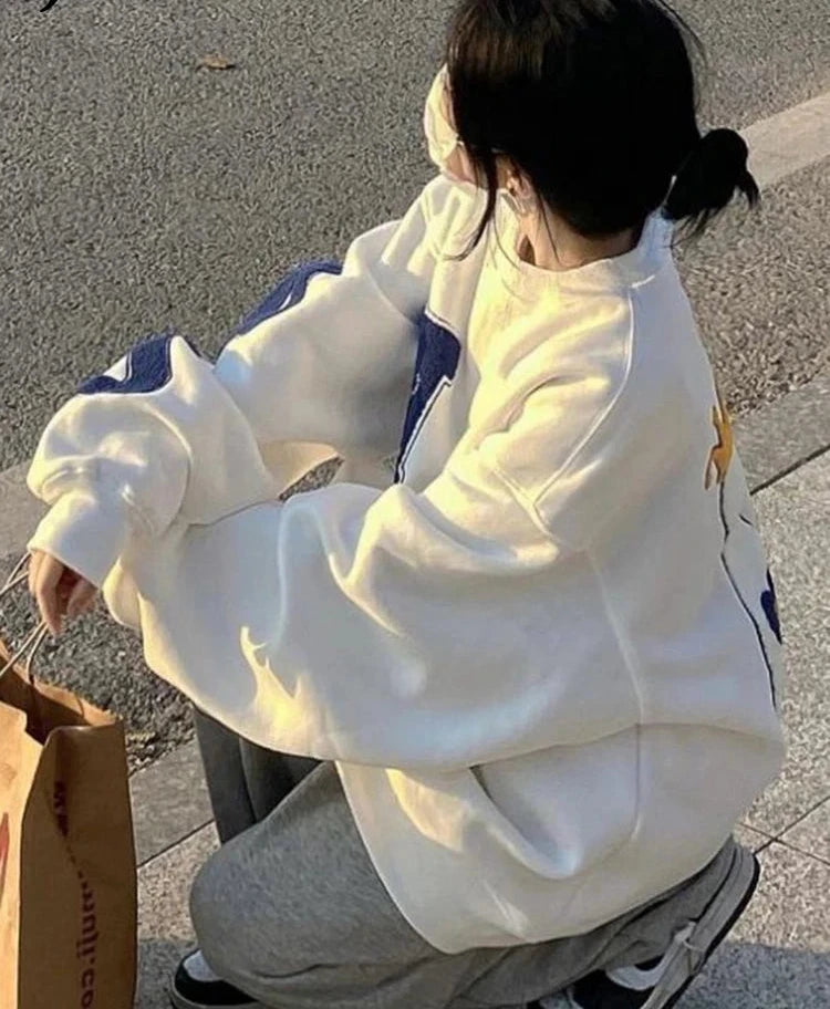 Women's Autumn Letter Print Sweatshirt - Fashion O-Neck Long Sleeve Loose Hoodie for Office & Casual Wear | Trendy Fall Outfit for Work, College and Weekend